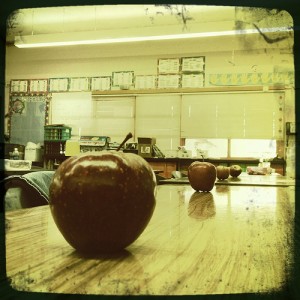 Apples on desks